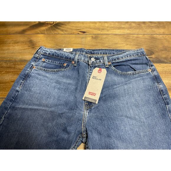 Levis 505 Jeans Men's Size 36x32 Straight Leg Regular Fit Stretch Blue Denim NWT - Picture 3 of 15